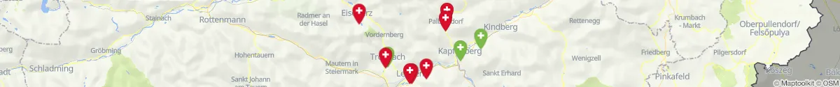 Kartenansicht für Apotheken-Notdienste in der Nähe von Tragöß-Sankt Katharein (Bruck-Mürzzuschlag, Steiermark)